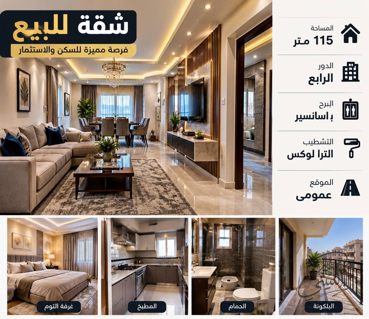 شقه - 115 متر - دوران محب